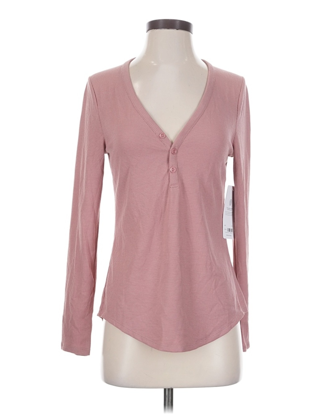 Athleta Long Sleeved Pink Henley Top Size Small